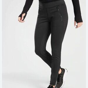 Athleta Peak Hybrid Fleece Tight Womens Small Black Pockets Quilted 511126
